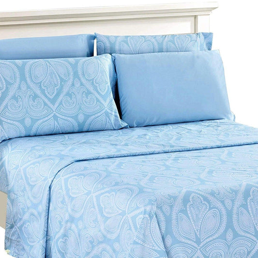 6-Piece Set: Paisley Bed Sheets - Assorted Sizes Blue __label2:BOGO 30% OFF __stock:50 Bedding refund_fee:1200