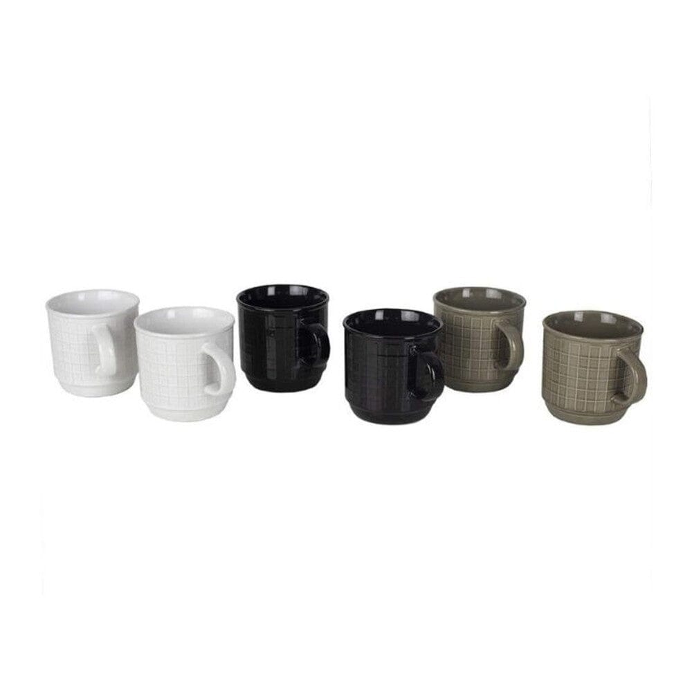 6-Piece Set: Stoneware Mug Set with Metal Rack __stock:200 Kitchen & Dining refund_fee:800