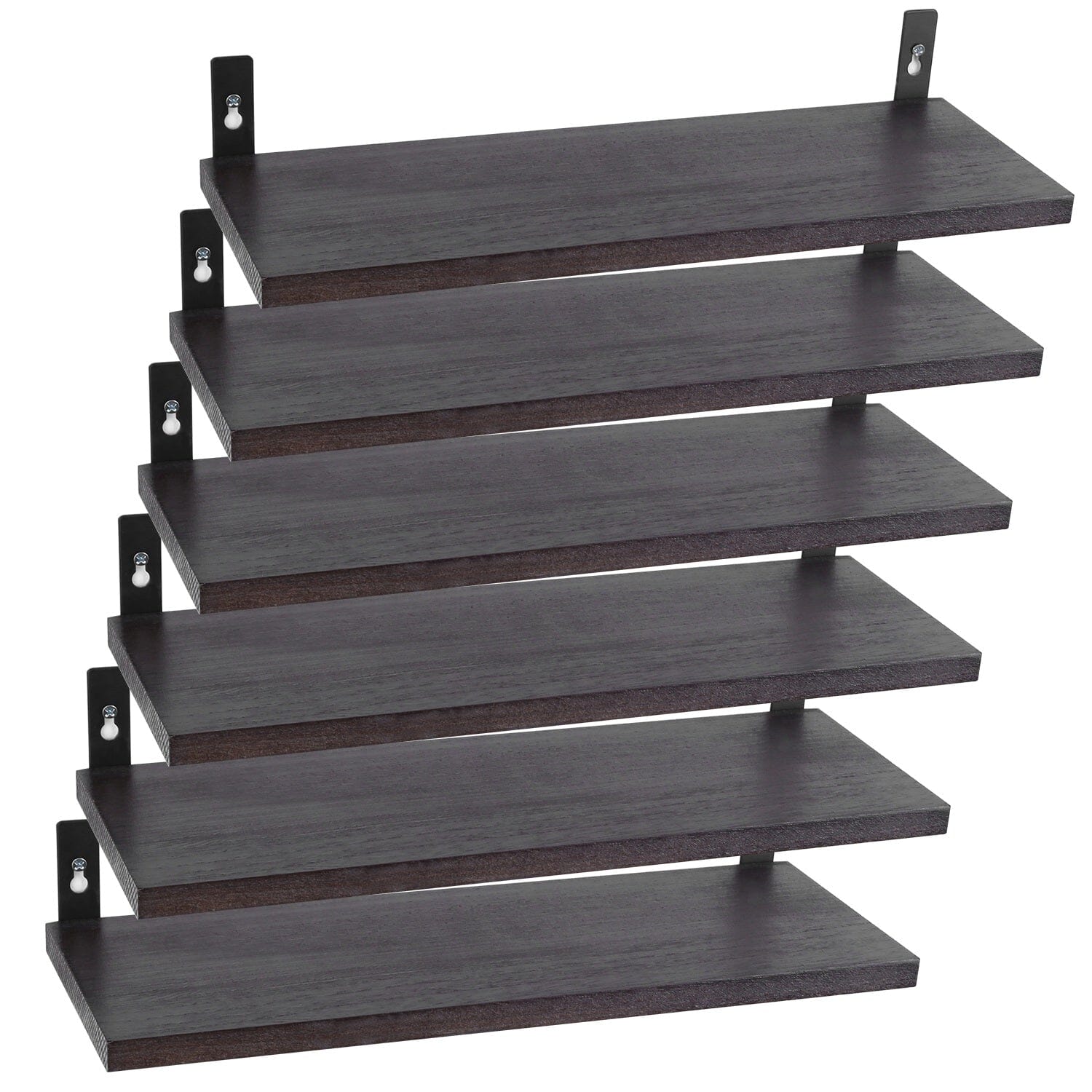 6-Piece Set: Wall Mounted Shelve Wood Storage Metal Bracket Display __stock:50 Closet & Storage refund_fee:1800