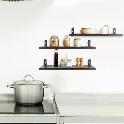 6-Piece Set: Wall Mounted Shelve Wood Storage Metal Bracket Display __stock:50 Closet & Storage refund_fee:1800