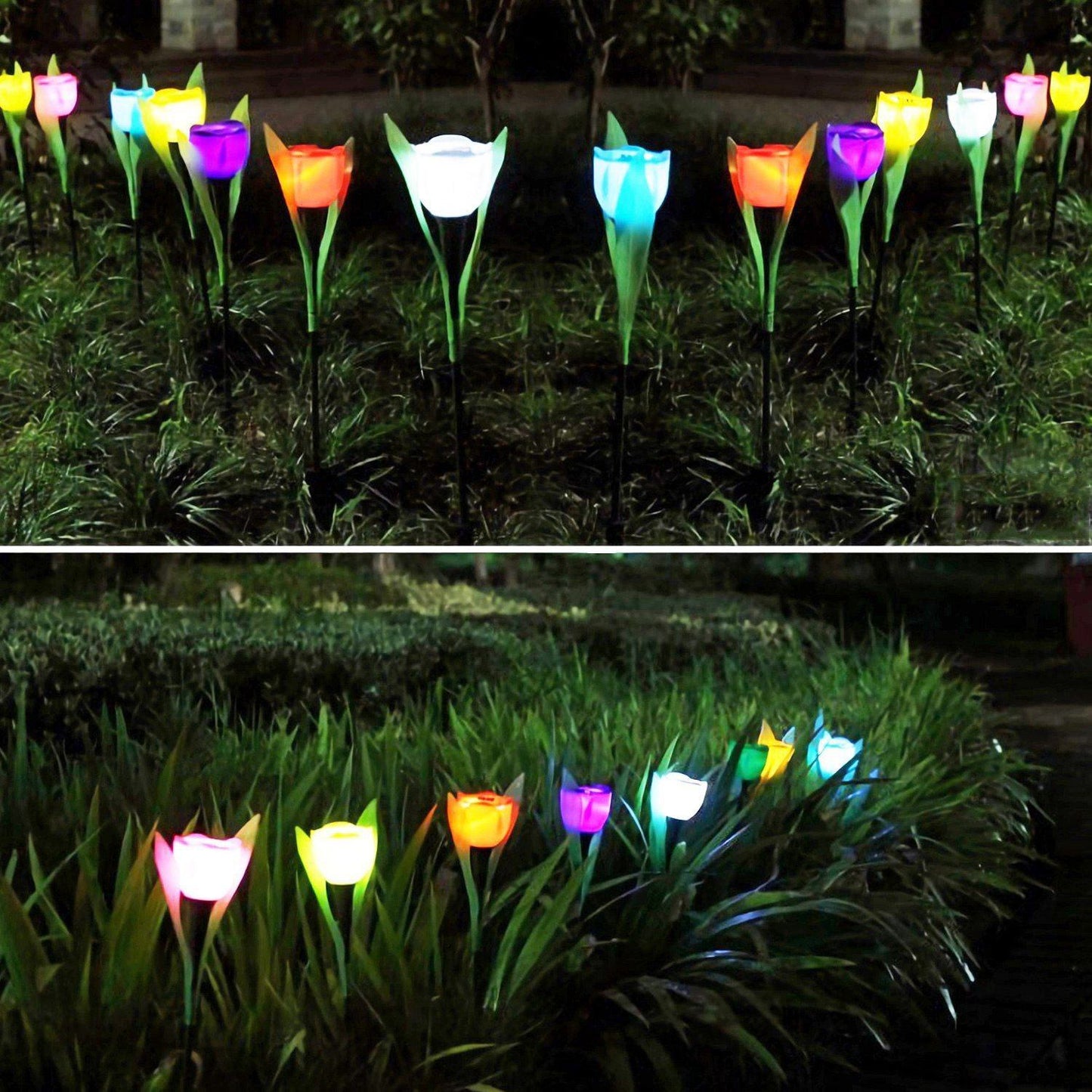 6-Pieces: Solar Garden Tulip Flower Lights Outdoor Lighting refund_fee:1200 Warranty