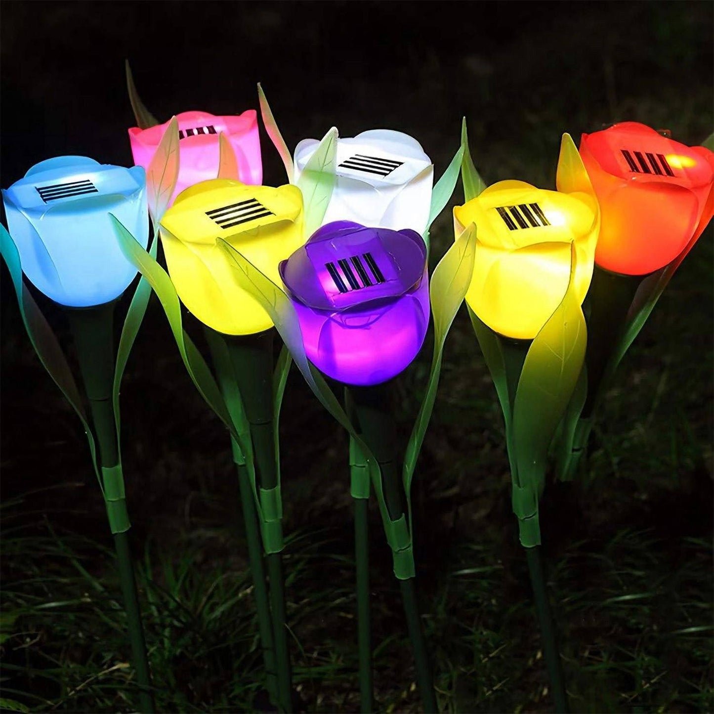 6-Pieces: Solar Garden Tulip Flower Lights Outdoor Lighting refund_fee:1200 Warranty