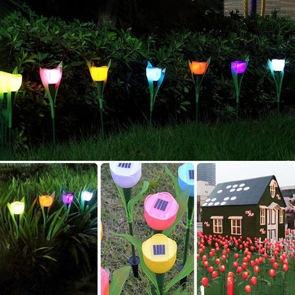 6-Pieces: Solar Garden Tulip Flower Lights Outdoor Lighting refund_fee:1200 Warranty