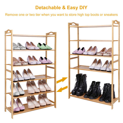 6 Tier Bamboo Shoe Rack Organizer __stock:100 Closet & Storage Low stock refund_fee:1200