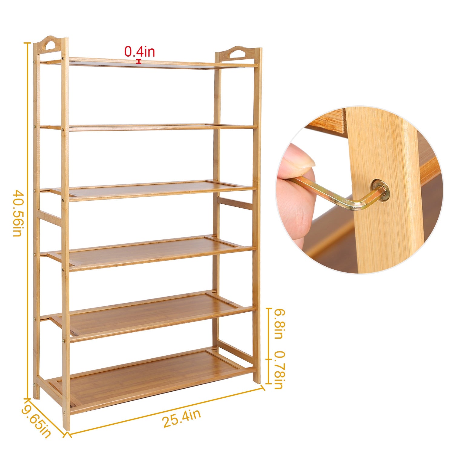 6 Tier Bamboo Shoe Rack Organizer __stock:100 Closet & Storage Low stock refund_fee:1200