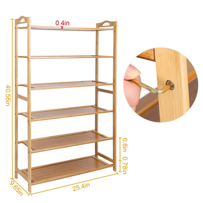 6 Tier Bamboo Shoe Rack Organizer __stock:100 Closet & Storage Low stock refund_fee:1200