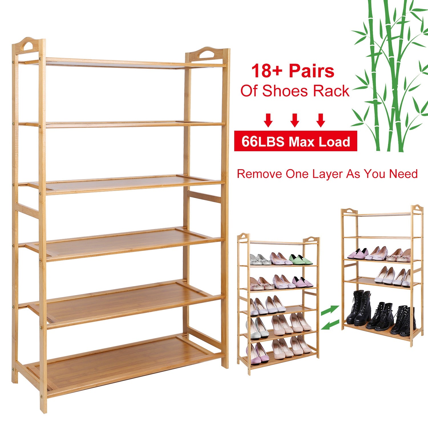 6 Tier Bamboo Shoe Rack Organizer __stock:100 Closet & Storage Low stock refund_fee:1200