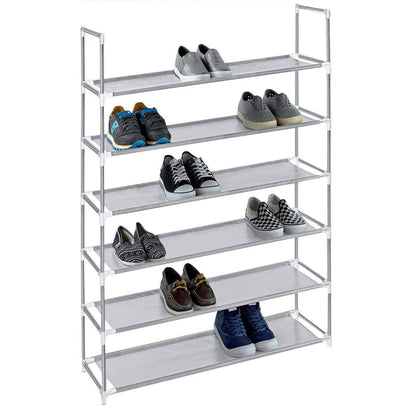 6-Tier Space Shaving Shoe-Rack Gray __stock:500 Closet & Storage refund_fee:1200