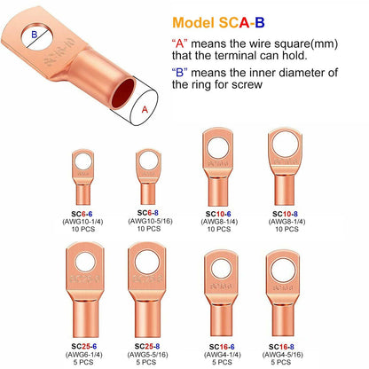 60-Piece: Battery Bare Copper Ring Lug Terminals Home Improvement Low stock refund_fee:1200