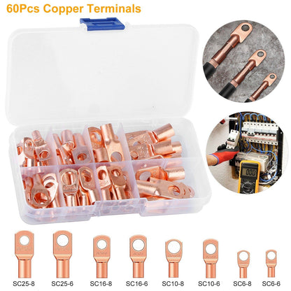 60-Piece: Battery Bare Copper Ring Lug Terminals Home Improvement Low stock refund_fee:1200