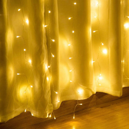 600 LED 9.8 x 19.6 FT. LED Curtain Lights with 8 Light Modes and Memory Function __stock:50 Holiday refund_fee:1200 String & Fairy Lights Warranty