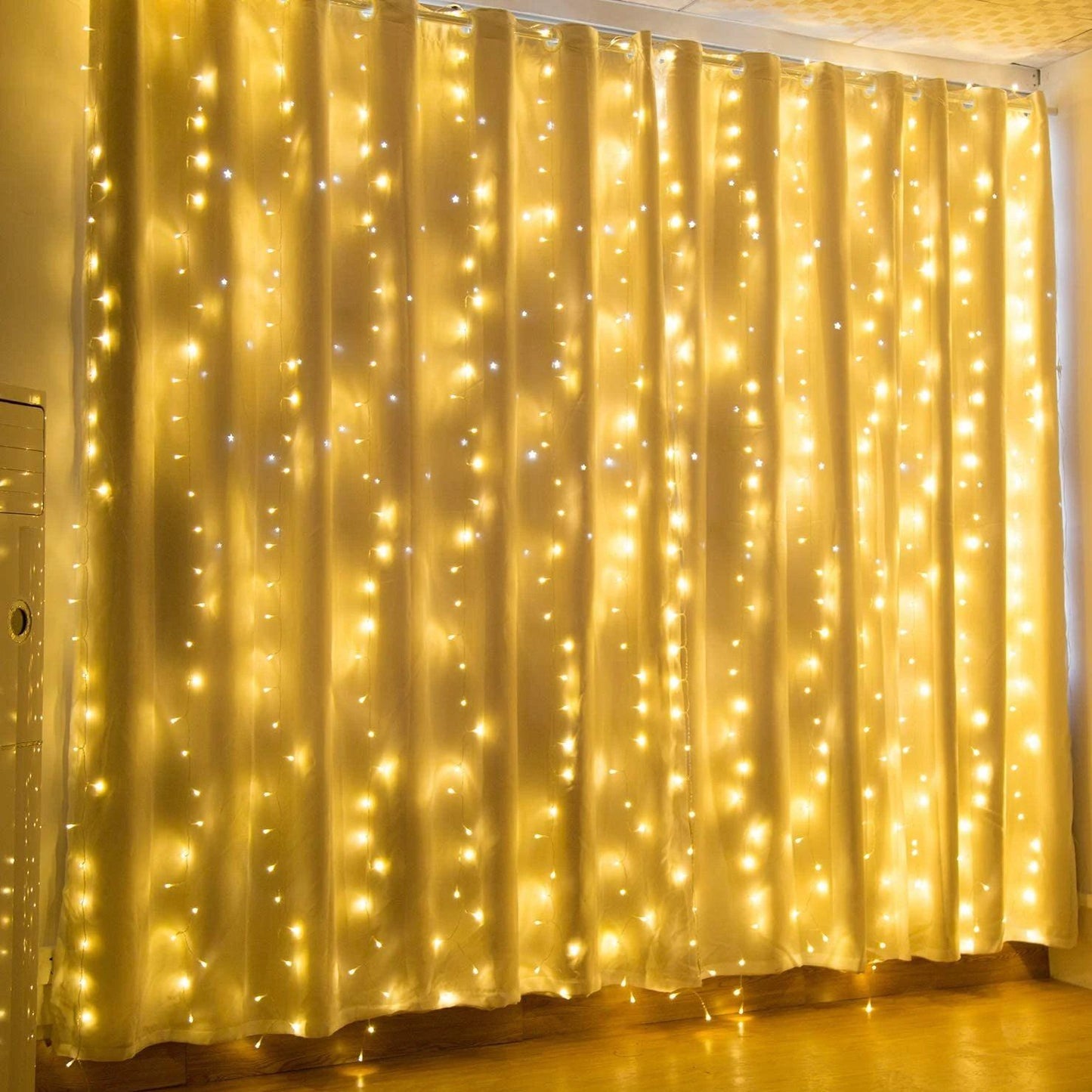 600 LED 9.8 x 19.6 FT. LED Curtain Lights with 8 Light Modes and Memory Function __stock:50 Holiday refund_fee:1200 String & Fairy Lights Warranty