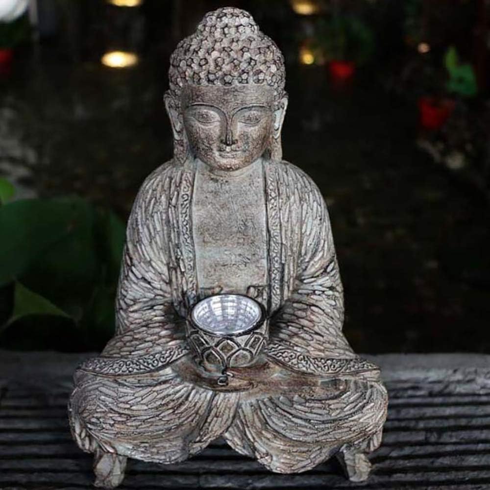 Zen Buddha Solar Statue