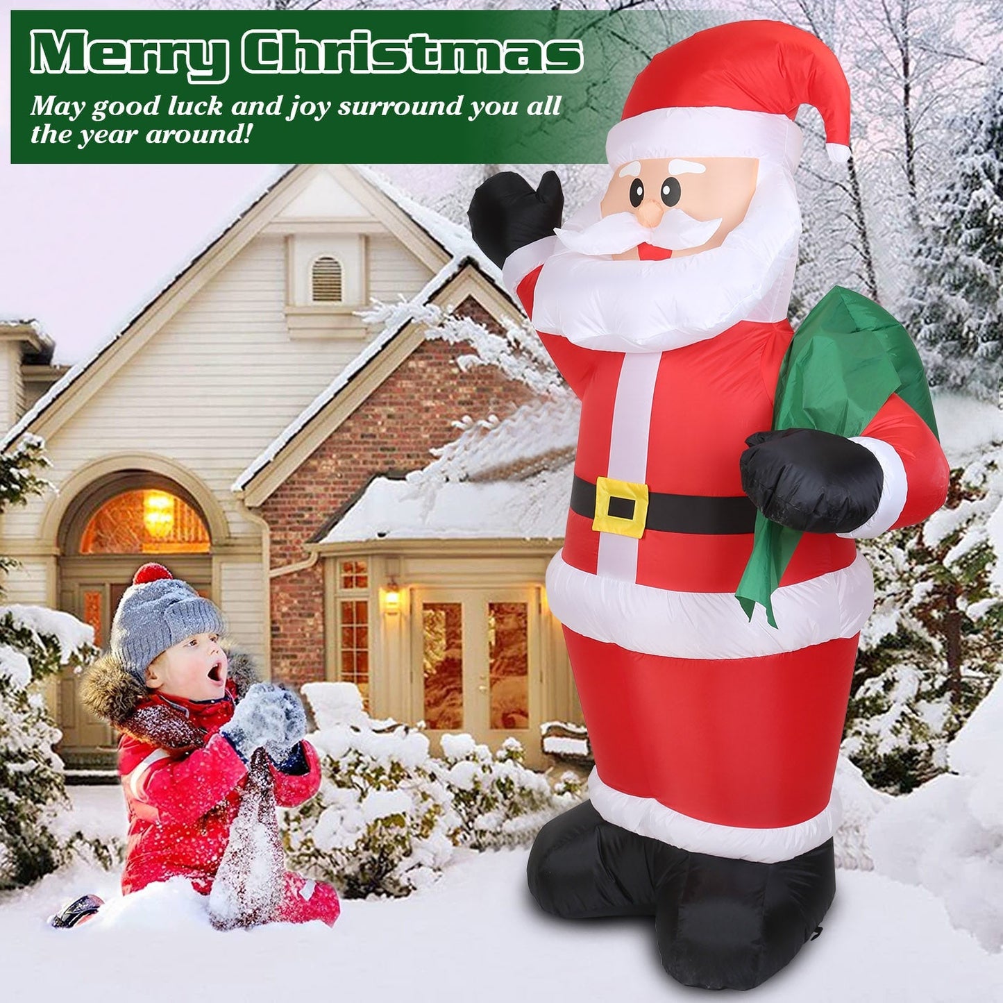 6.4ft Inflatable Christmas Giant Santa Claus __stock:50 Holiday Decor & Apparel refund_fee:1800