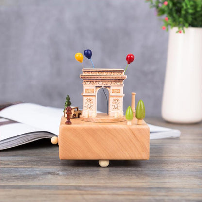 Wooden Music Box Arc de Triomphe Bedding decoration gifts