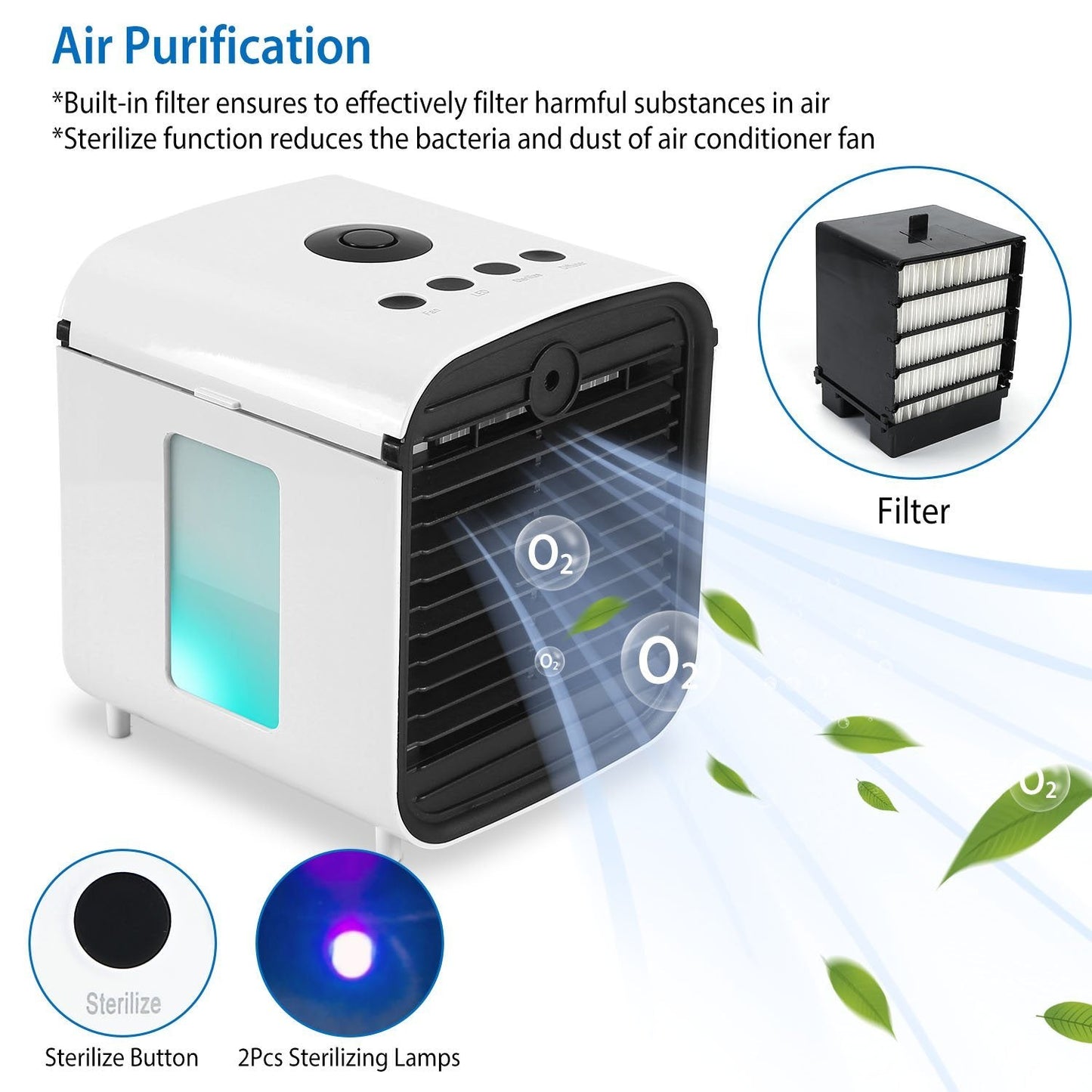 7-Color Change Portable Mini Air Conditioner Cooling Fan Household Appliances Low stock refund_fee:1800 Warranty