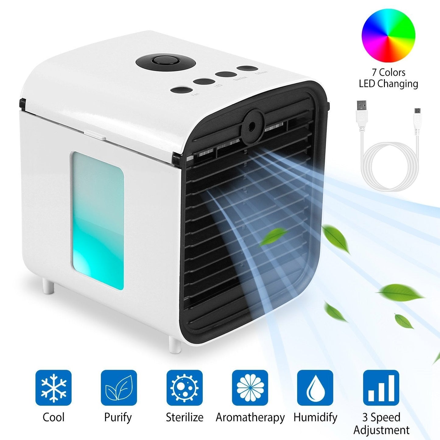 7-Color Change Portable Mini Air Conditioner Cooling Fan Household Appliances Low stock refund_fee:1800 Warranty