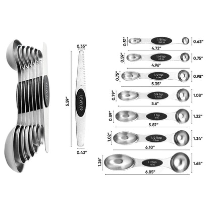 7-Piece: Double Sided Stackable Magnetic Measuring Spoons Set with Leveler Kitchen & Dining refund_fee:1200