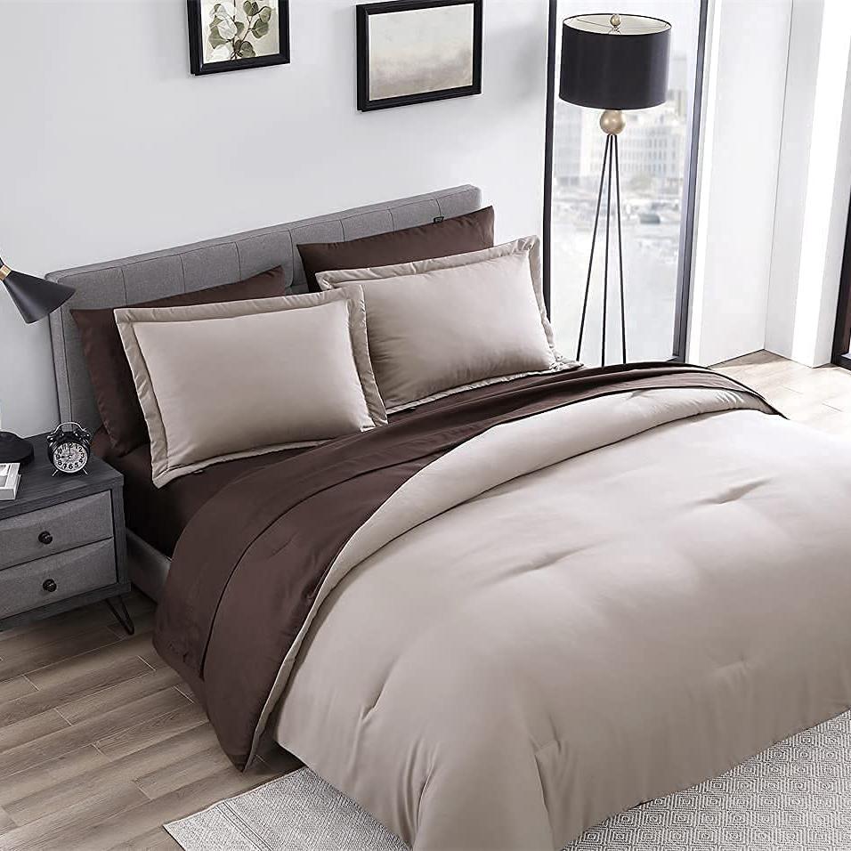 7-Piece Set: Chestnut Reversible Bed in a Bag Bedding Collection Khaki/Brown __label2:BOGO 30% OFF __stock:300 Bedding refund_fee:1800