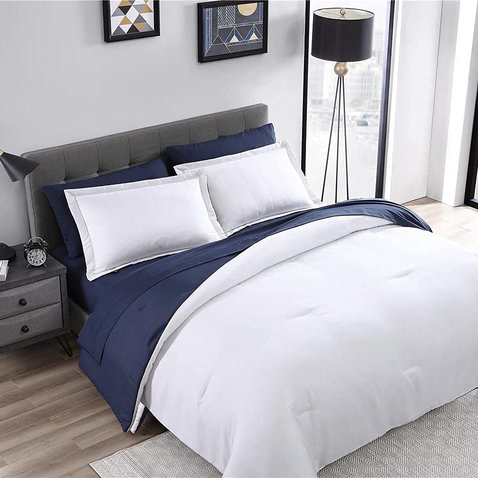 7-Piece Set: Chestnut Reversible Bed in a Bag Bedding Collection White/Navy __label2:BOGO 30% OFF __stock:300 Bedding refund_fee:1800