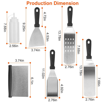 7-Piece Set: Stainless Steel BBQ Grilling Utensil Tools __stock:50 Kitchen & Dining refund_fee:1200