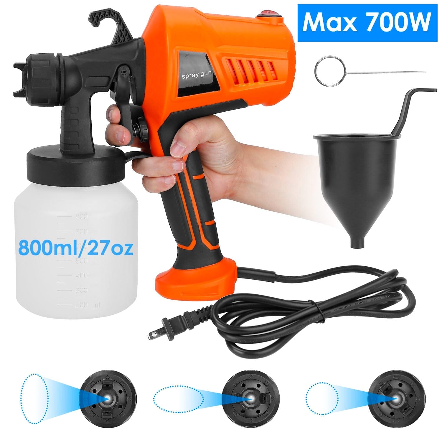 700W Electric Paint Sprayer Handheld with 3 Spray Patterns 800ml __stock:100 Home Improvement refund_fee:1800 Warranty