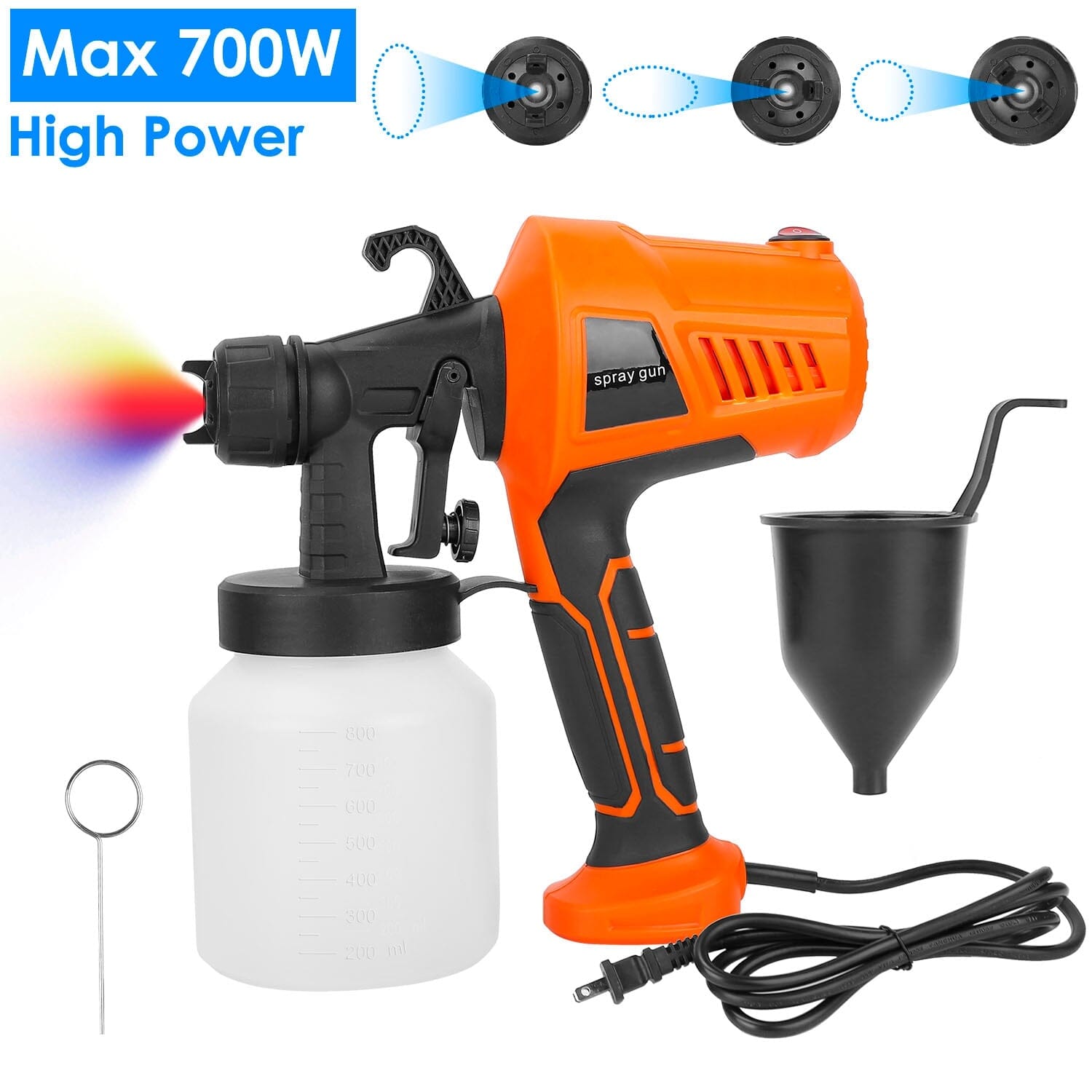 700W Electric Paint Sprayer Handheld with 3 Spray Patterns 800ml __stock:100 Home Improvement refund_fee:1800 Warranty