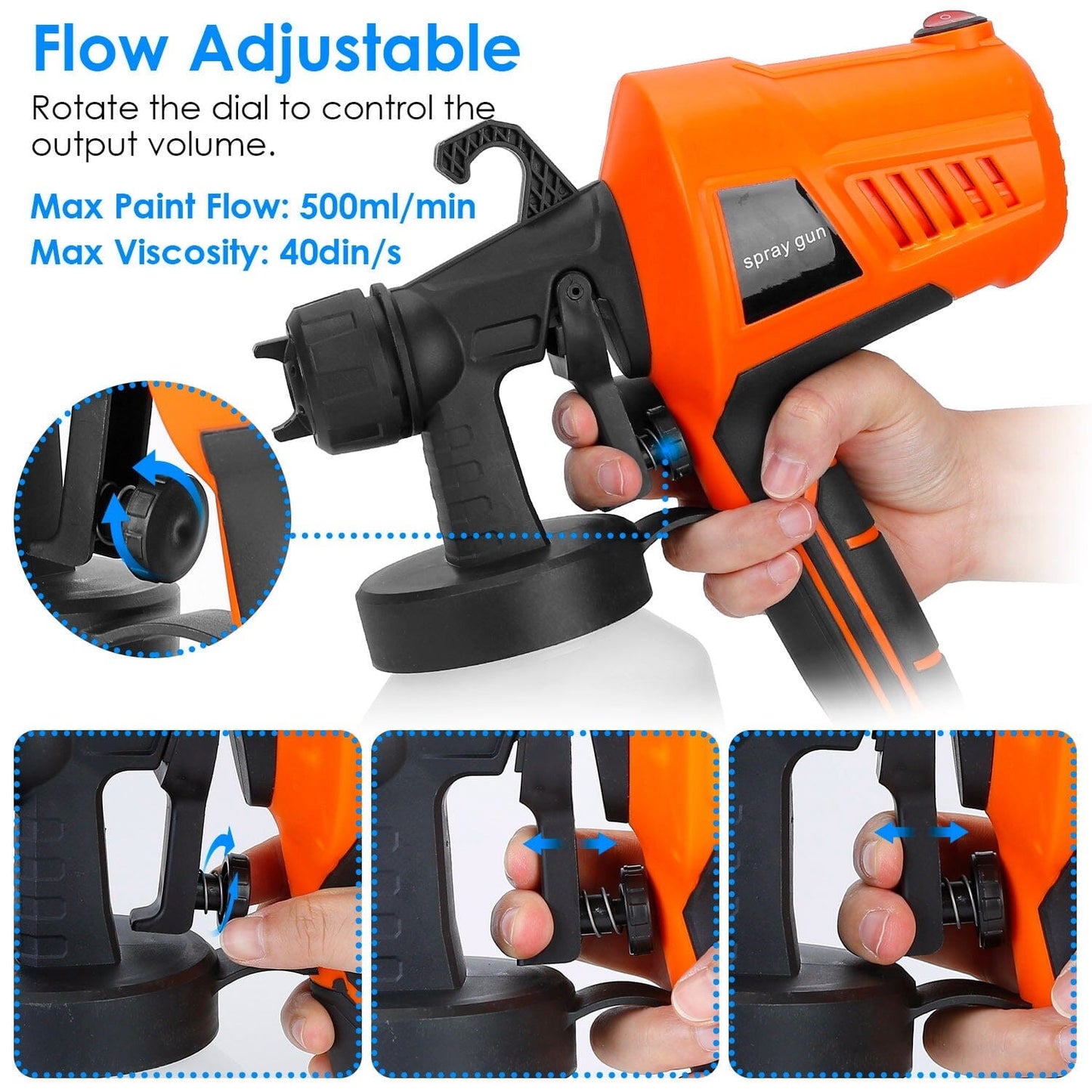 700W Electric Paint Sprayer Handheld with 3 Spray Patterns 800ml __stock:100 Home Improvement refund_fee:1800 Warranty