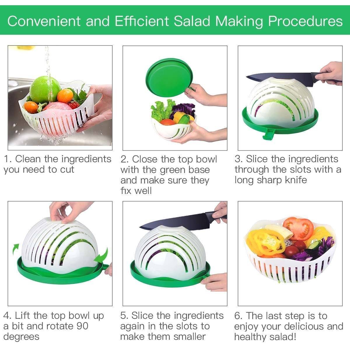 Upgraded Salad Cutter Bowl, Green kitchen Kitchen & Dining