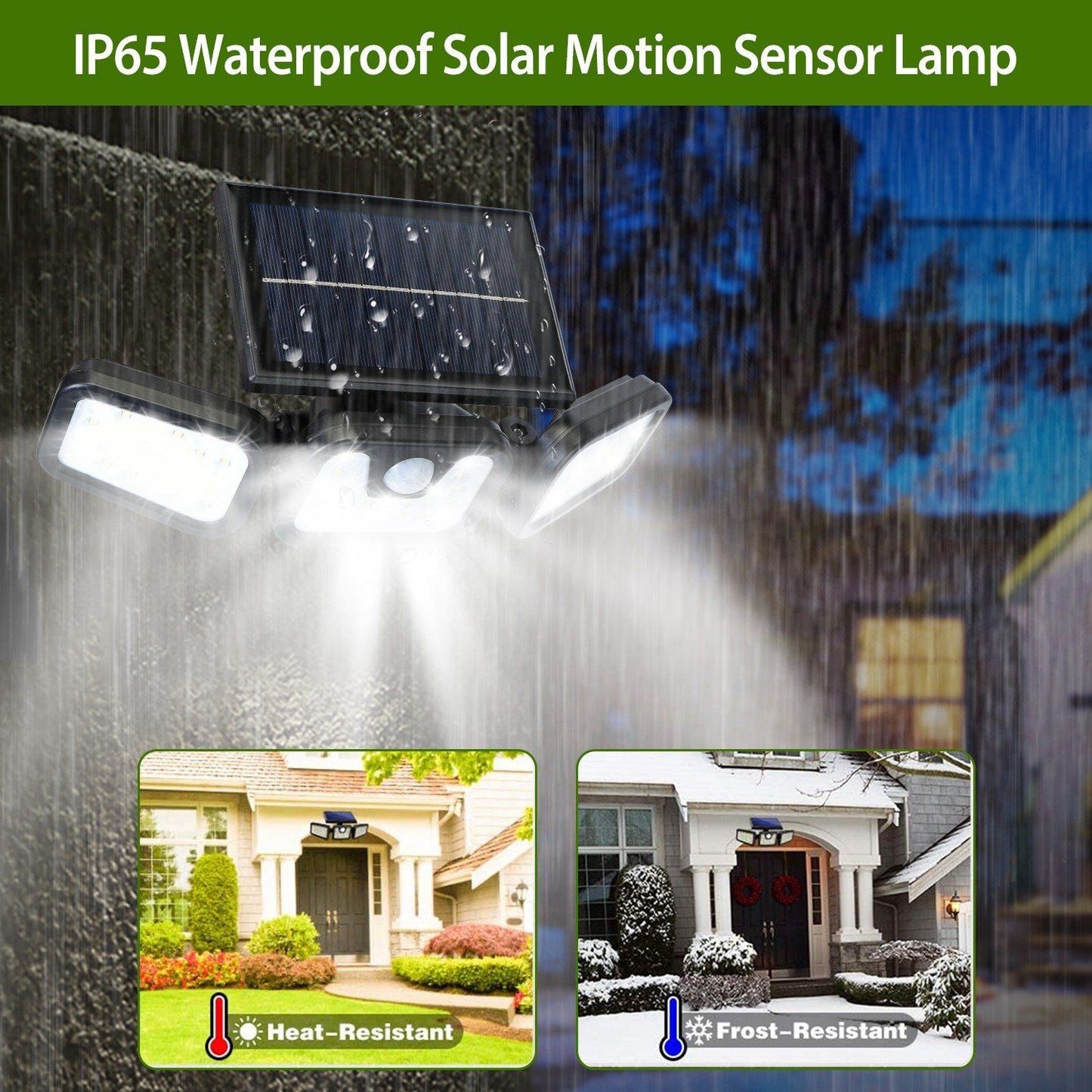 74 LEDs 3 Adjustable Solar Head Motion Sensor Flood Light Low stock Outdoor Lighting refund_fee:1200 Warranty