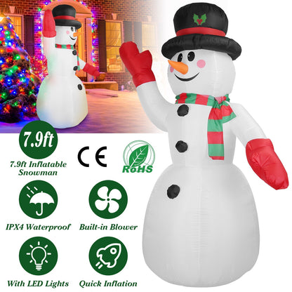 7.9ft Christmas Inflatable Giant Snowman Blow Up with LED Lights Hat Scarf __stock:50 Holiday Decor & Apparel refund_fee:1800 Warranty