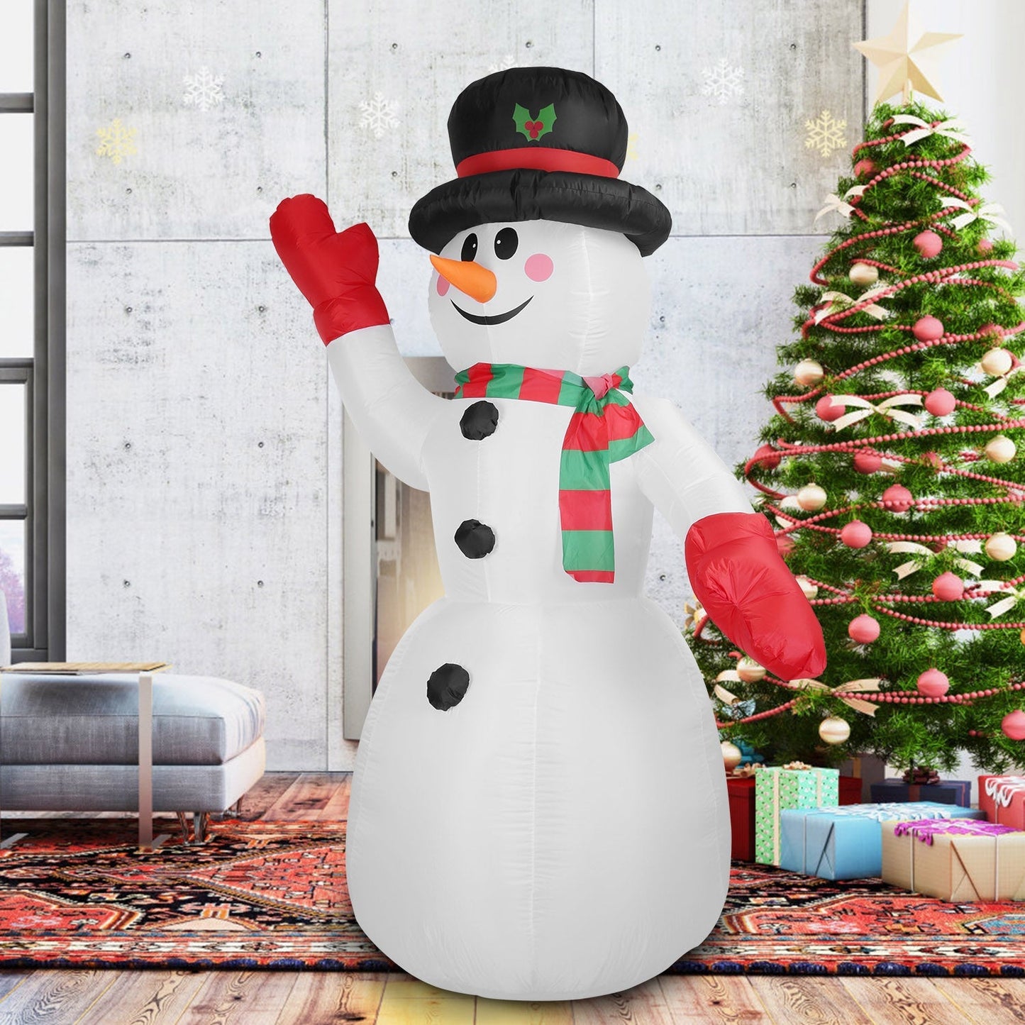 7.9ft Christmas Inflatable Giant Snowman Blow Up with LED Lights Hat Scarf __stock:50 Holiday Decor & Apparel refund_fee:1800 Warranty