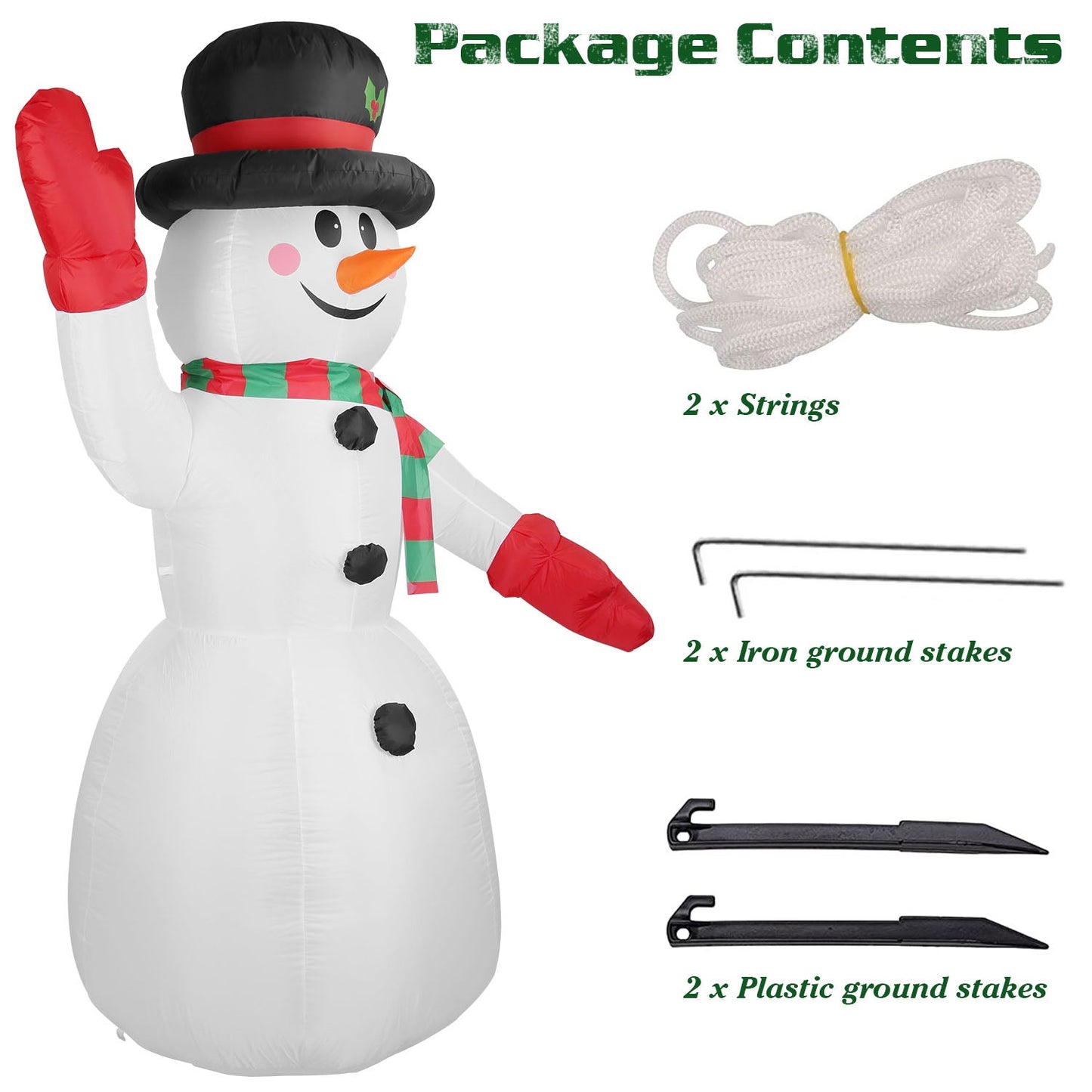 7.9ft Christmas Inflatable Giant Snowman Blow Up with LED Lights Hat Scarf __stock:50 Holiday Decor & Apparel refund_fee:1800 Warranty