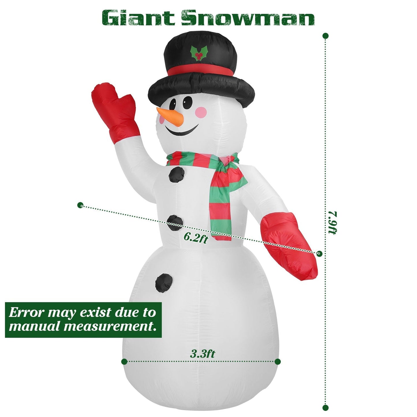 7.9ft Christmas Inflatable Giant Snowman Blow Up with LED Lights Hat Scarf __stock:50 Holiday Decor & Apparel refund_fee:1800 Warranty