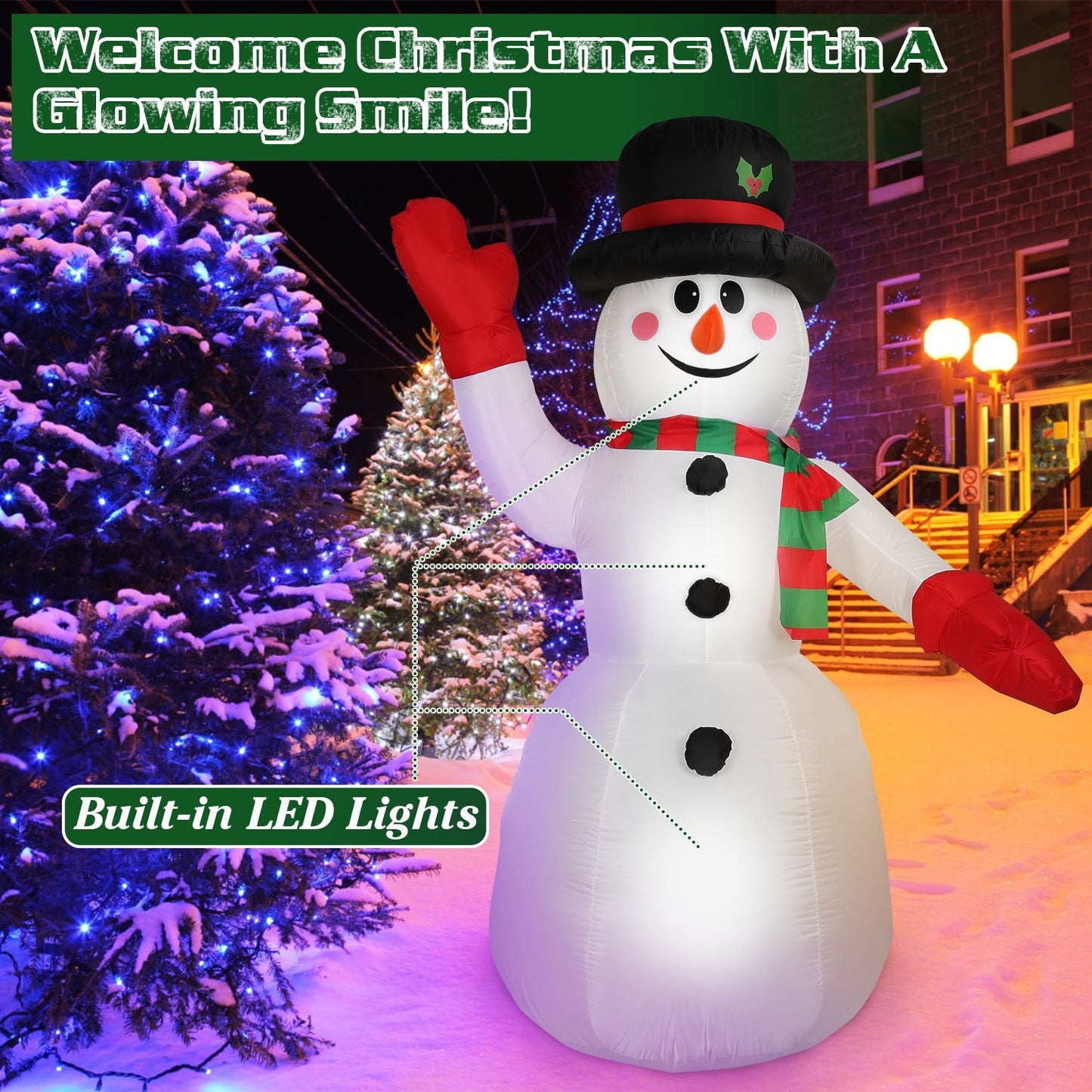 7.9ft Christmas Inflatable Giant Snowman Blow Up with LED Lights Hat Scarf __stock:50 Holiday Decor & Apparel refund_fee:1800 Warranty