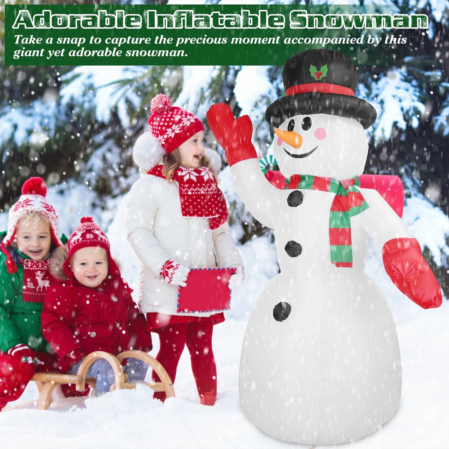 7.9ft Christmas Inflatable Giant Snowman Blow Up with LED Lights Hat Scarf __stock:50 Holiday Decor & Apparel refund_fee:1800 Warranty