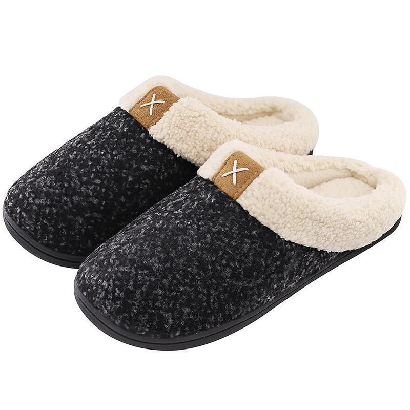 Women's Cozy Memory Foam Slippers black Bedding slippers