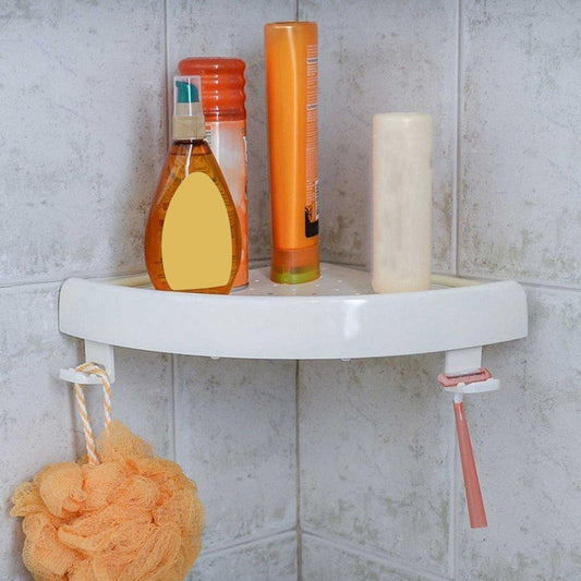 Multi-functional Corner Shelf No Screws white bathroom