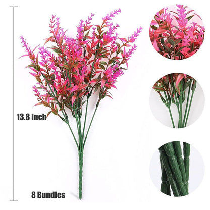 8 Bundles Artificial Lavender Plastic Flower Decorations __stock:100 Furniture and Décor refund_fee:800