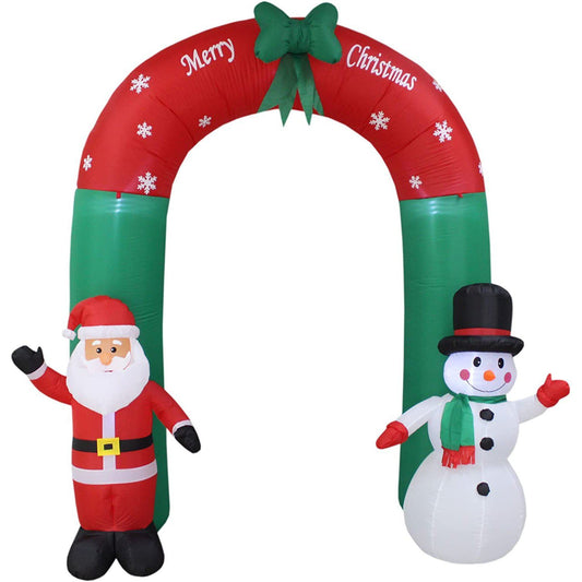 8 Foot Tall Lighted Christmas Inflatable Santa Claus and Snowman Archway Holiday Decor & Apparel refund_fee:2200 Warranty