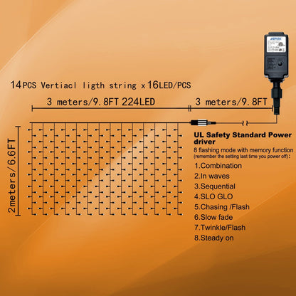 8 Modes Flashing Curtain Lights Holiday refund_fee:1200 String & Fairy Lights Warranty