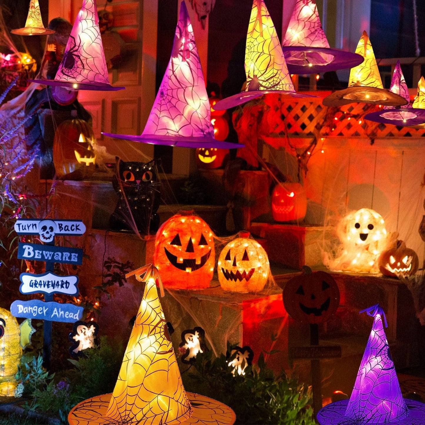 8-Pack: 13ft Witch Hat Hanging String LED Light __stock:50 Holiday Decor & Apparel Low stock refund_fee:1200 Warranty