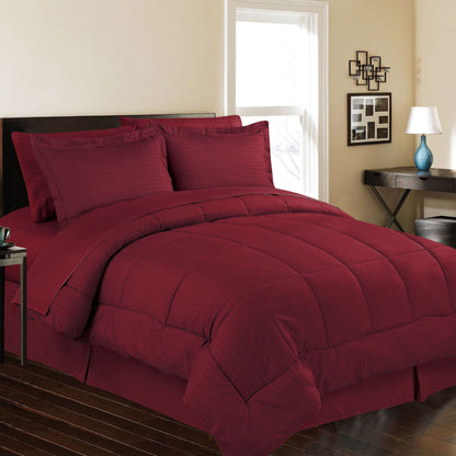 8-Piece: Embossed Bed Set Burgundy Bedding refund_fee:1800