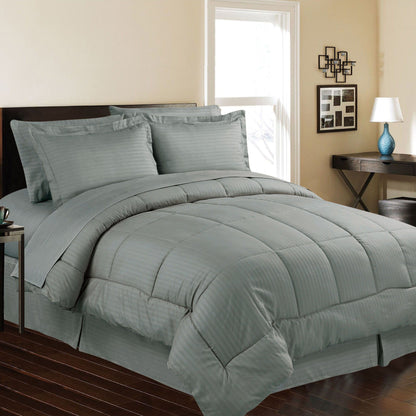 8-Piece: Embossed Bed Set Gray Bedding refund_fee:1800