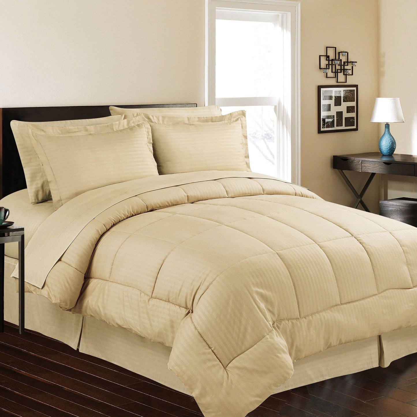 8-Piece: Embossed Bed Set Mocha Bedding refund_fee:1800