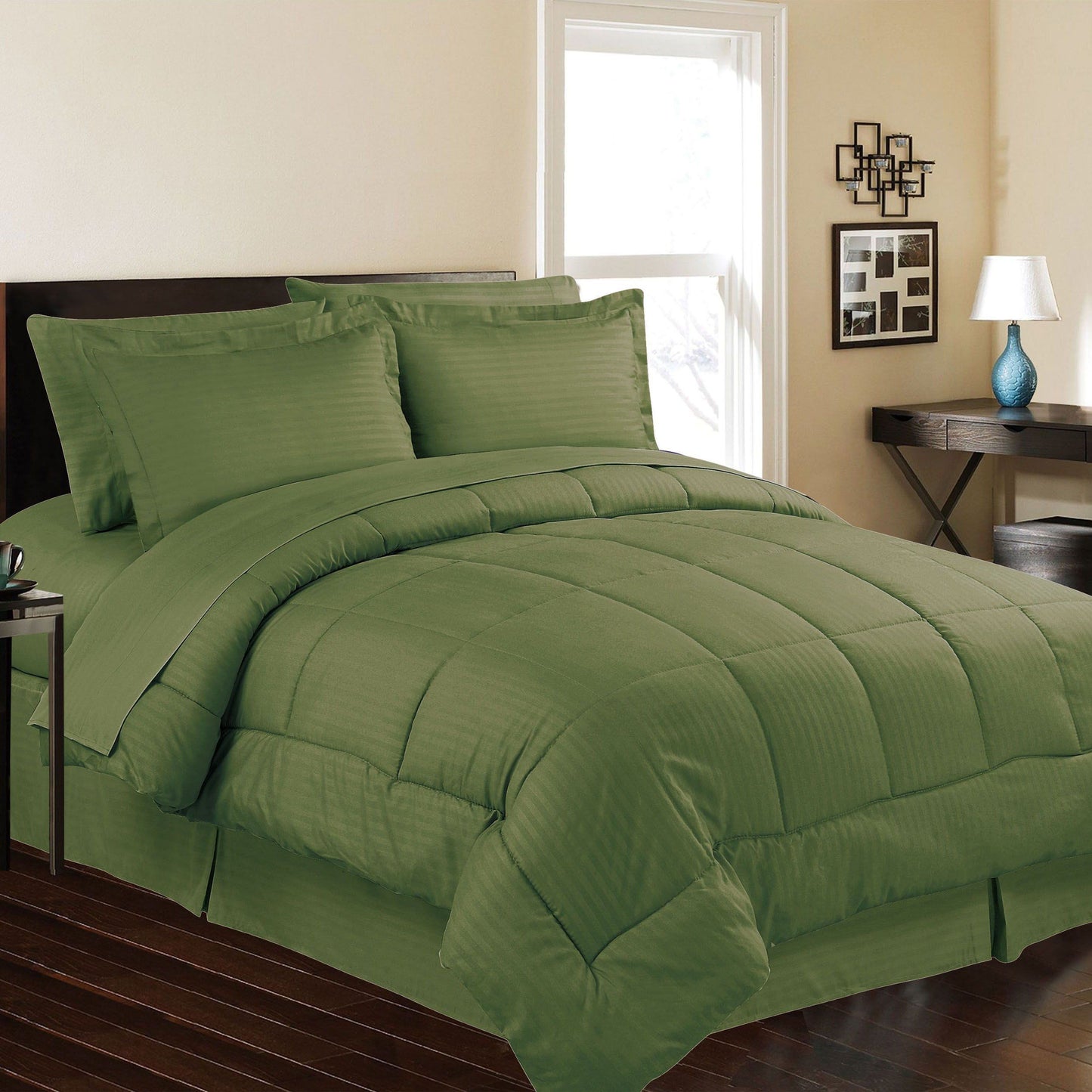 8-Piece: Embossed Bed Set Sage Bedding refund_fee:1800