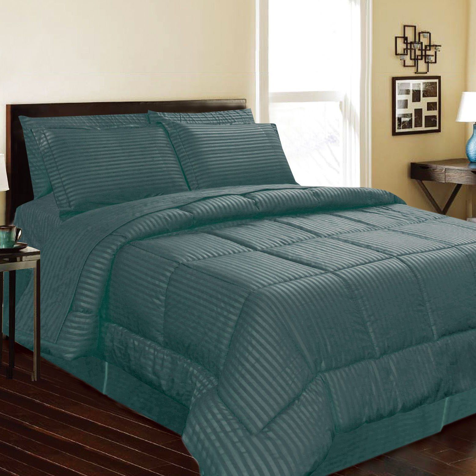 8-Piece: Embossed Bed Set Teal Bedding refund_fee:1800