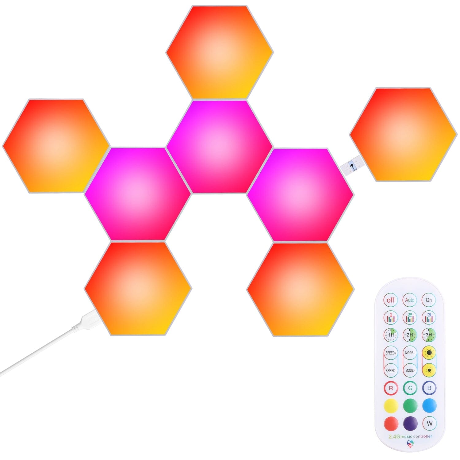 8-Piece: Hexagon Light Panels RGBW Colorful Splicing Wall Lamps __stock:50 Indoor Lighting refund_fee:1800 Warranty