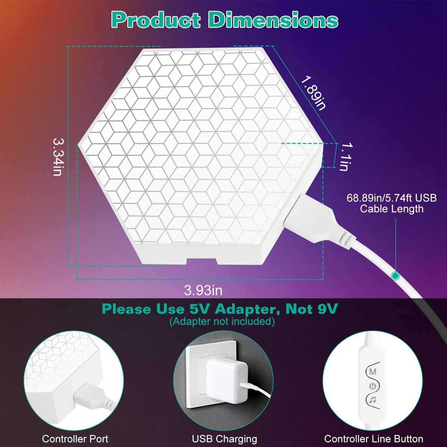 8-Piece: Hexagon Light Panels RGBW Colorful Splicing Wall Lamps __stock:50 Indoor Lighting refund_fee:1800 Warranty