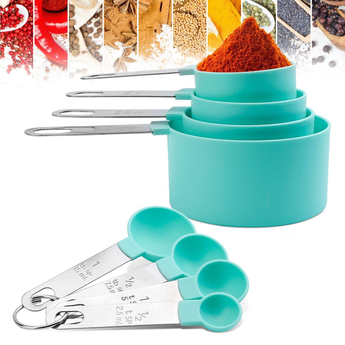 8-Piece Set: Plastic Measuring Spoon Cups __stock:100 Kitchen & Dining Low stock refund_fee:800